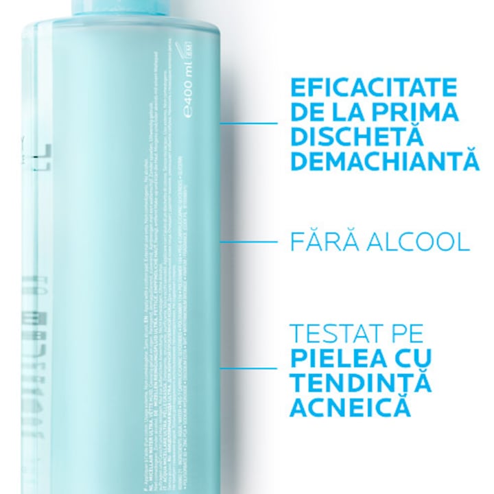Apa micelara ultra La Roche-Posay pentru tenul seboreic, fata si ochi, 400 ml