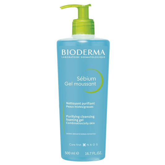 Gel de curatare spumant Bioderma Sebium pentru ten mixt/gras, cu pompa, 500 ml